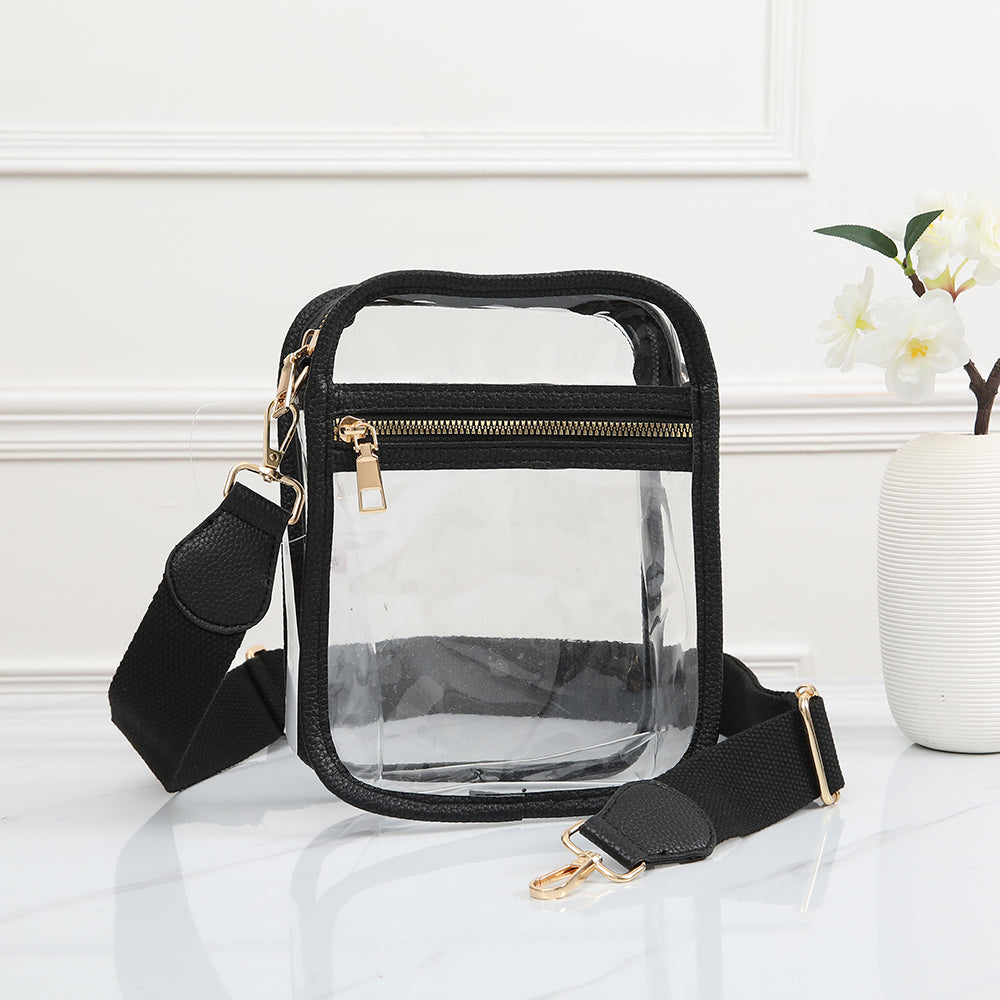 Square Clear Stadium Bag- Black