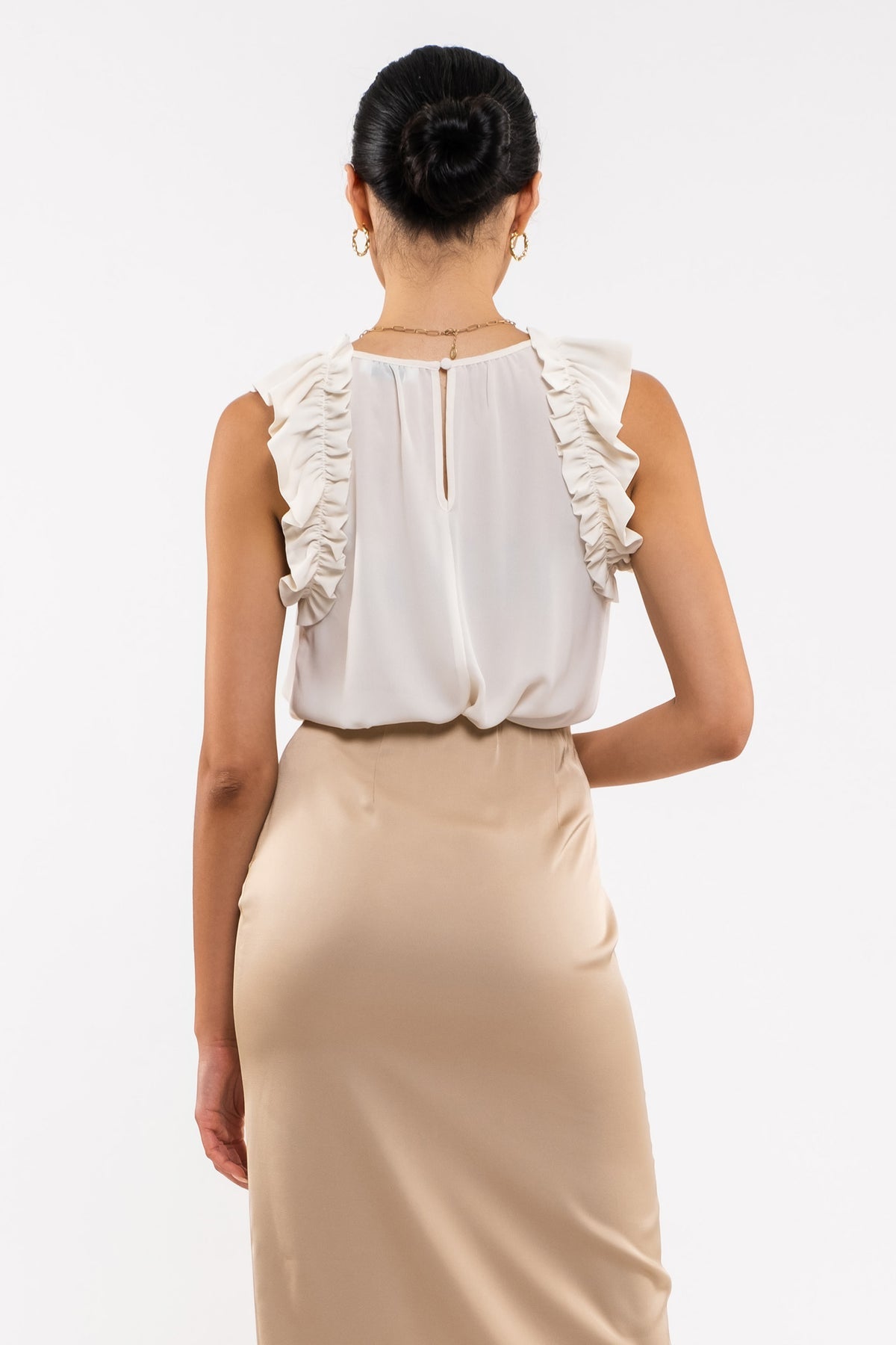 "Champagne Summer" Ruffle Sleeve Top- Champagne