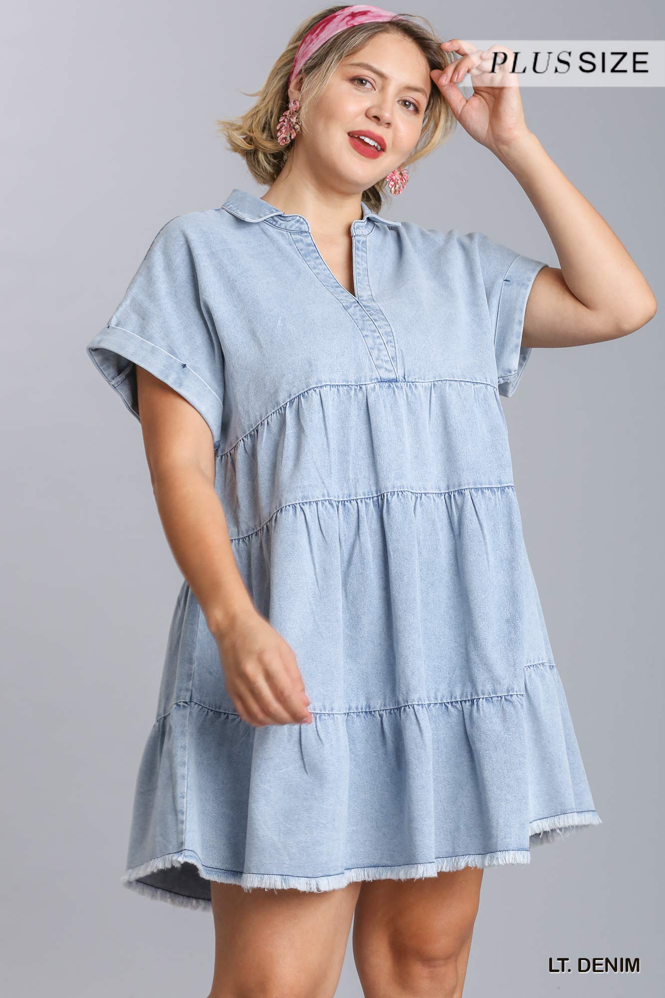 Ruffle Tier Denim Dress