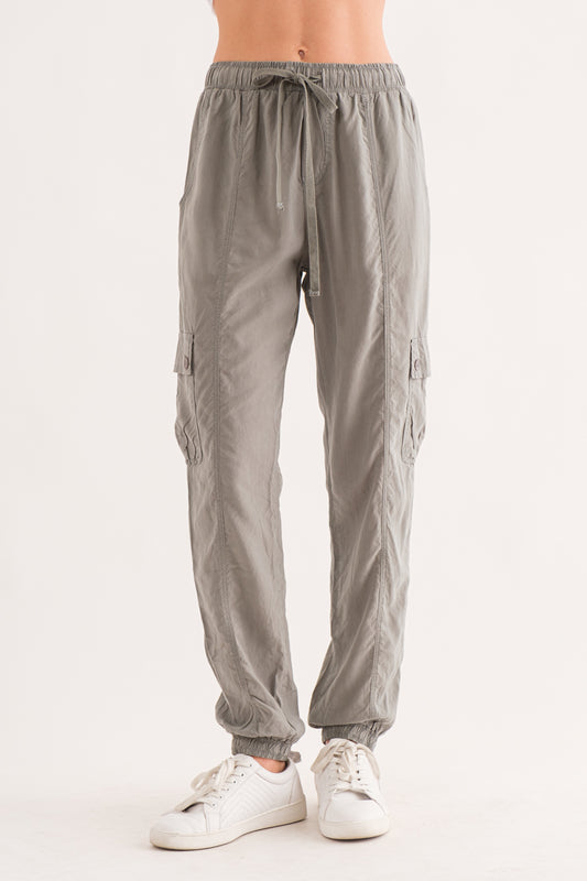 Wasabi+Mint® Tencel Elastic Waistband Cargo Pants