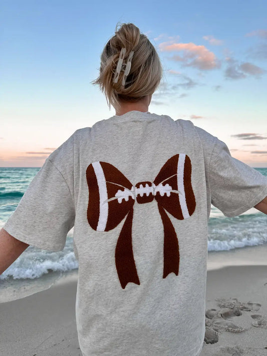 Sunkissed Coconut Football Bow Tee