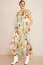 Entro® Watercolor Tiered Maxi Dress with POCKETS!!