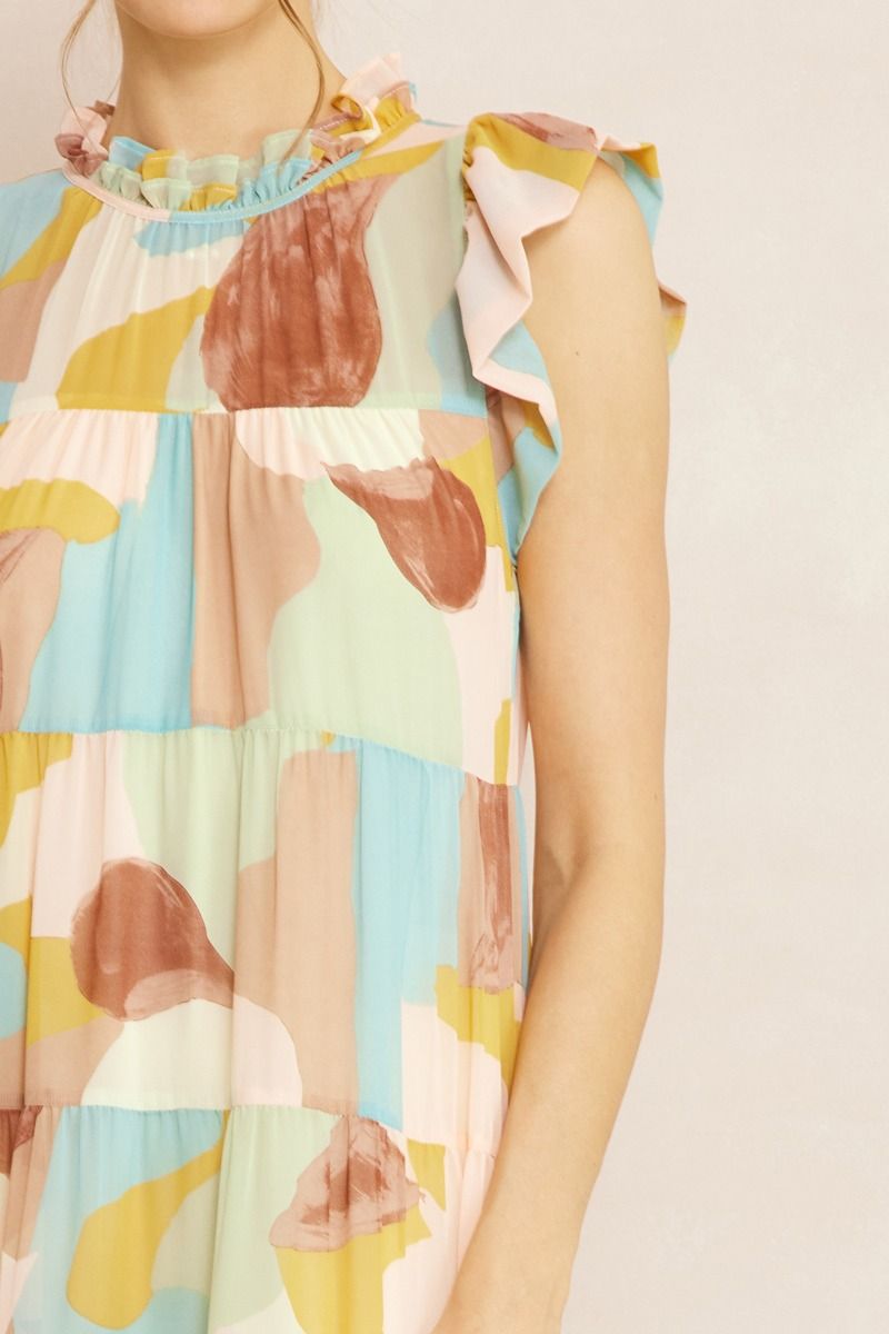 Entro® Watercolor Tiered Maxi Dress with POCKETS!!