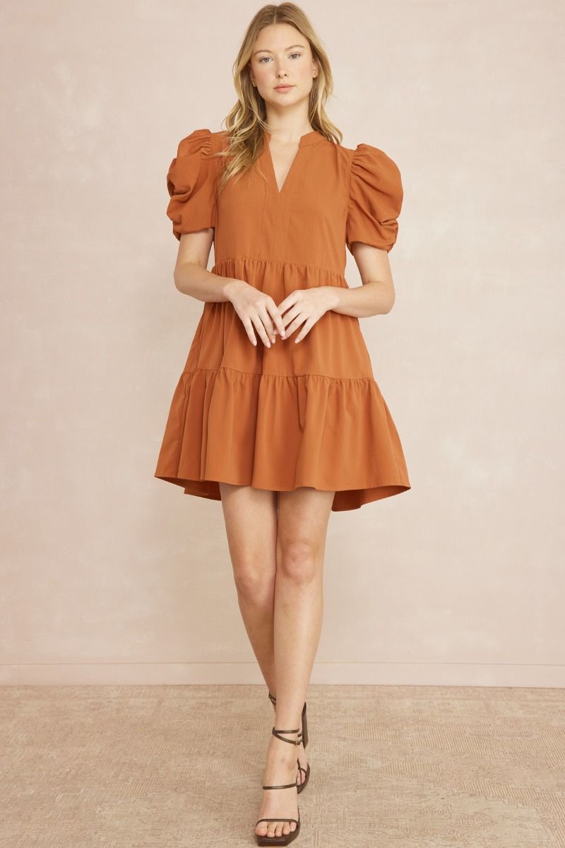 Entro® Puff Sleeve Dress with POCKETS!!!