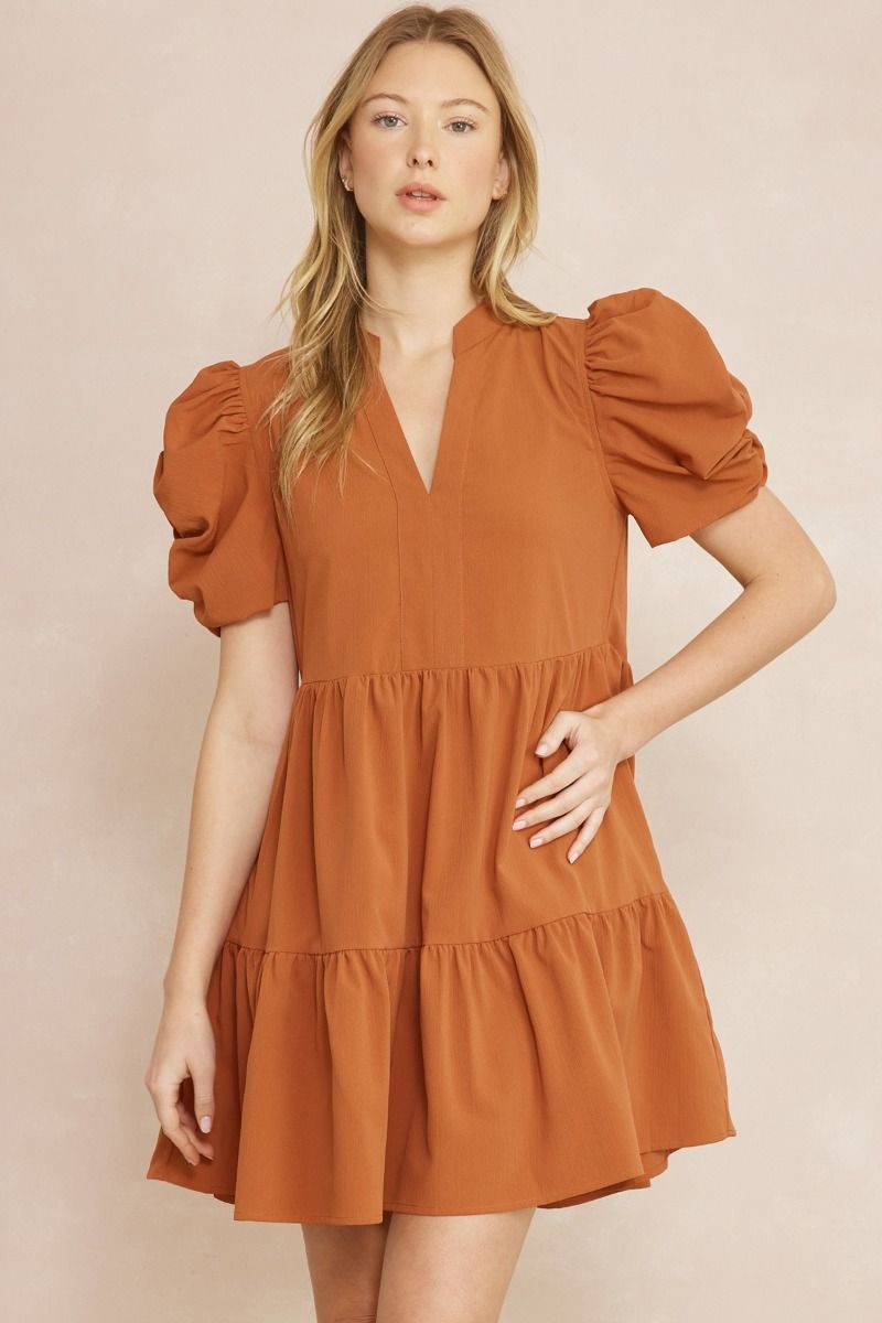 Entro® Puff Sleeve Dress with POCKETS!!!