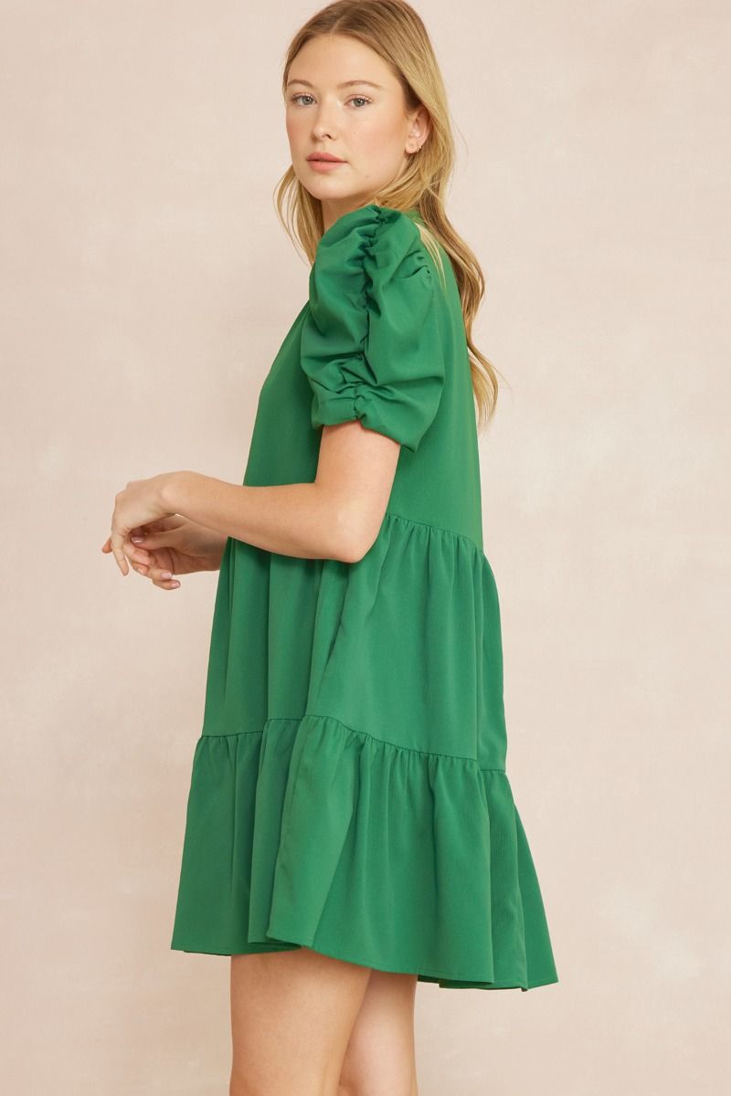 Entro® Puff Sleeve Dress with POCKETS!!!