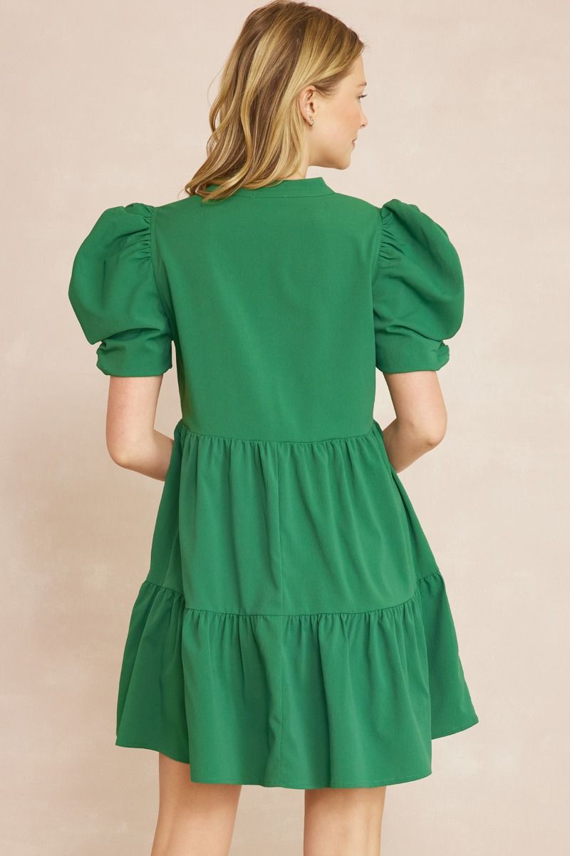 Entro® Puff Sleeve Dress with POCKETS!!!