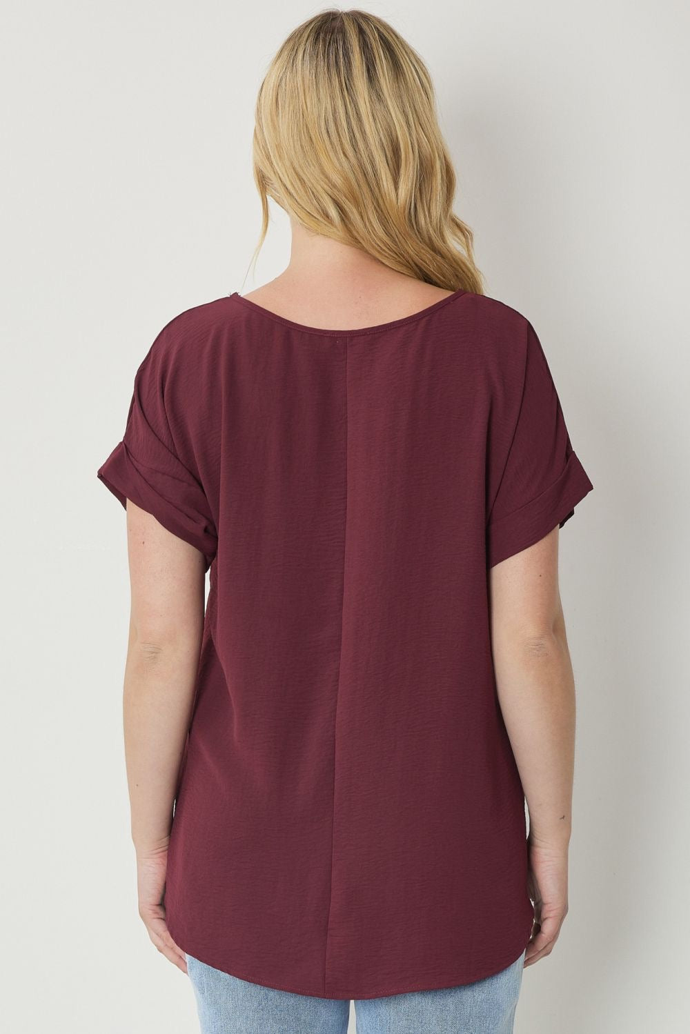 Entro® Scoop-Neck Top With Rolled Sleeve Detail Available in Small to 2XL