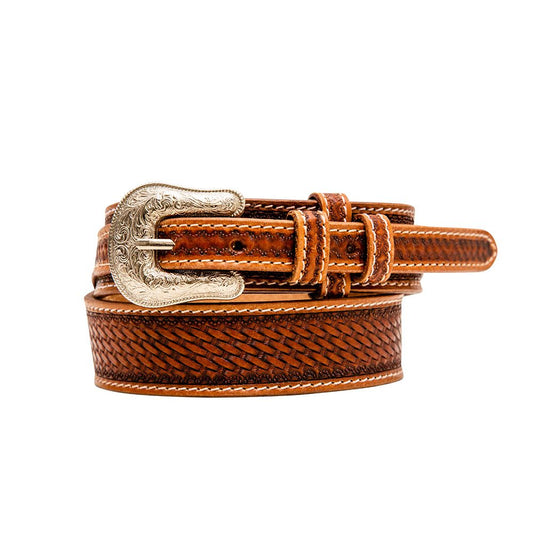 Myra- Vandal Hand Tooled Leather Belt- Brown