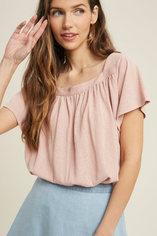 Wishlist® Square neck knit top with tie back