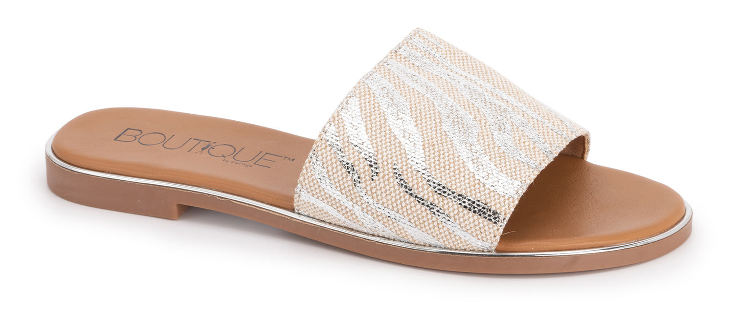 Corkys® "Graceful" Slip on canvas sandal- Silver Zebra