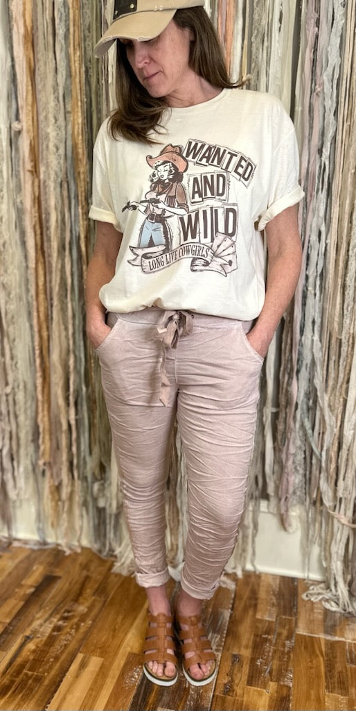 Made to Order-  Wanted and Wild T-shirt in cream