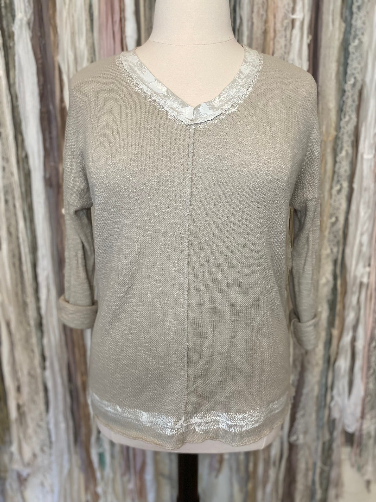 Marisima® Painted Accents Sweater- Taupe