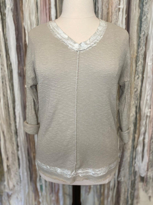 Marisima® Painted Accents Sweater- Taupe