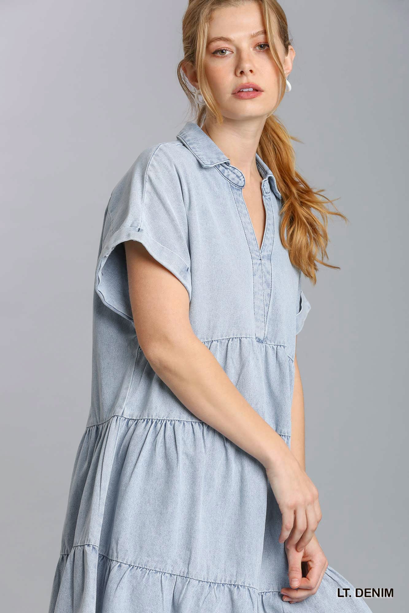 Ruffle Tier Denim Dress