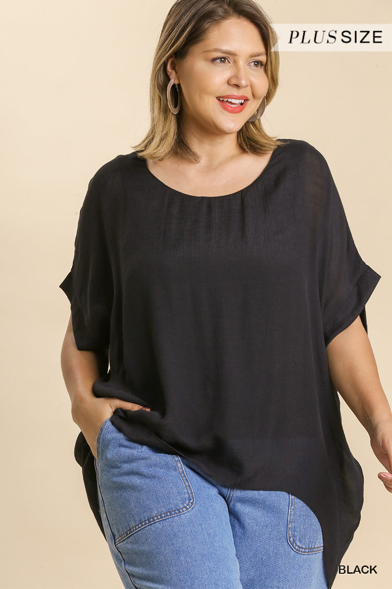 UMGEE® Dolman Sleeve Sheer Layered Top (Plus)