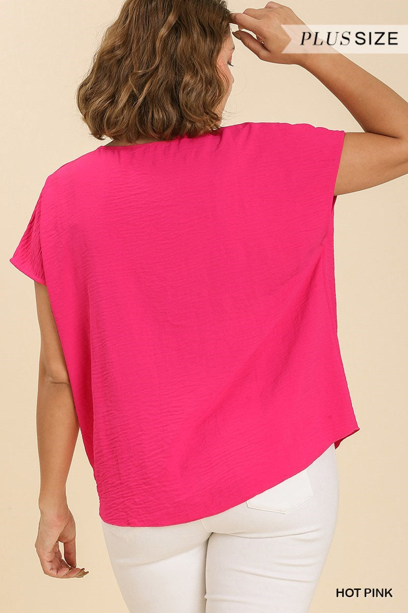 UMGEE® Cap Sleeve, Twist Front V-neck Top (Plus)