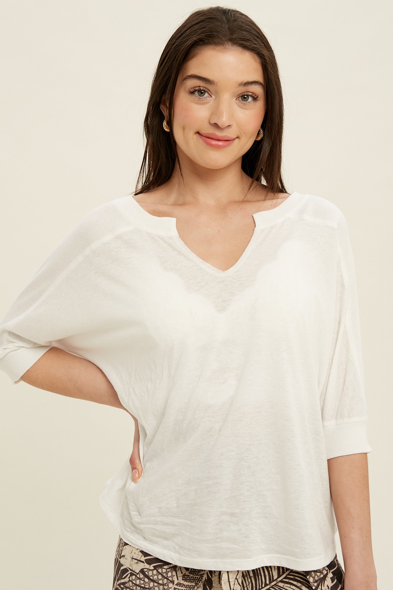 Wishlist® Ivory V-neck Knit Top