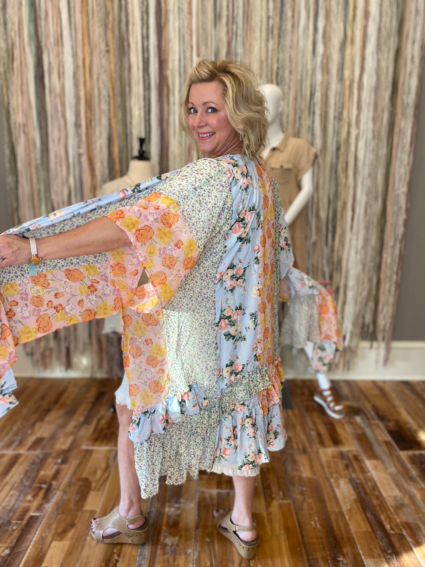 Umgee® Mixed Print Kimono With Side Slit